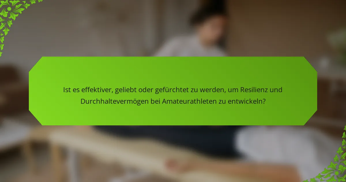 Ist es effektiver, geliebt oder gefürchtet zu werden, um Resilienz und Durchhaltevermögen bei Amateurathleten zu entwickeln?