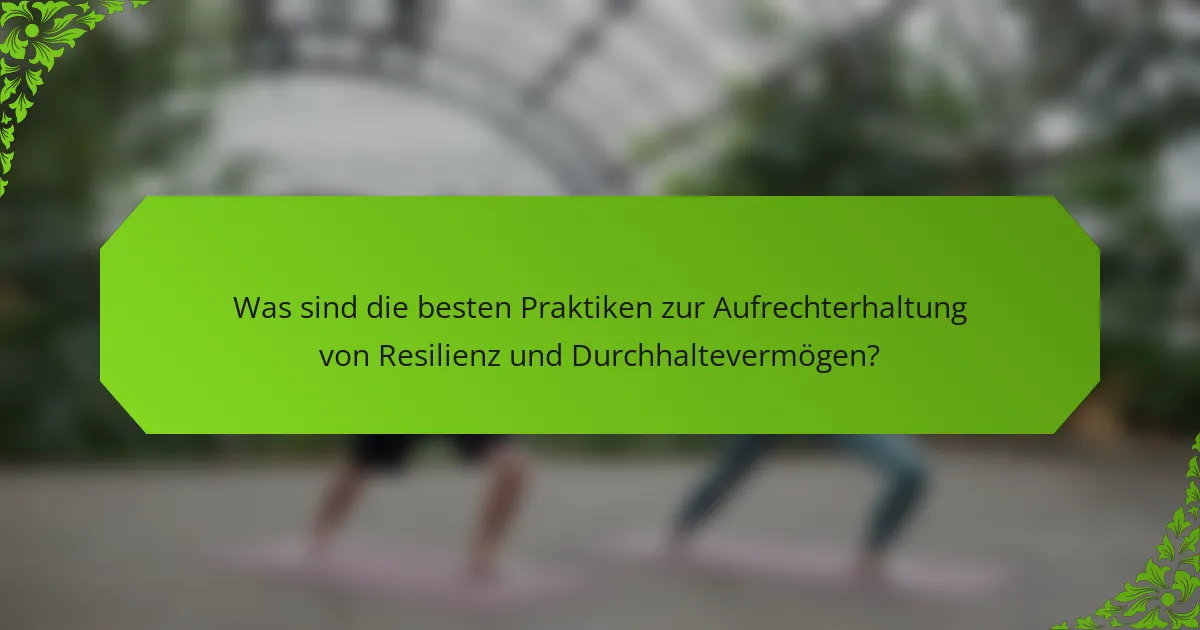 Was sind die besten Praktiken zur Aufrechterhaltung von Resilienz und Durchhaltevermögen?