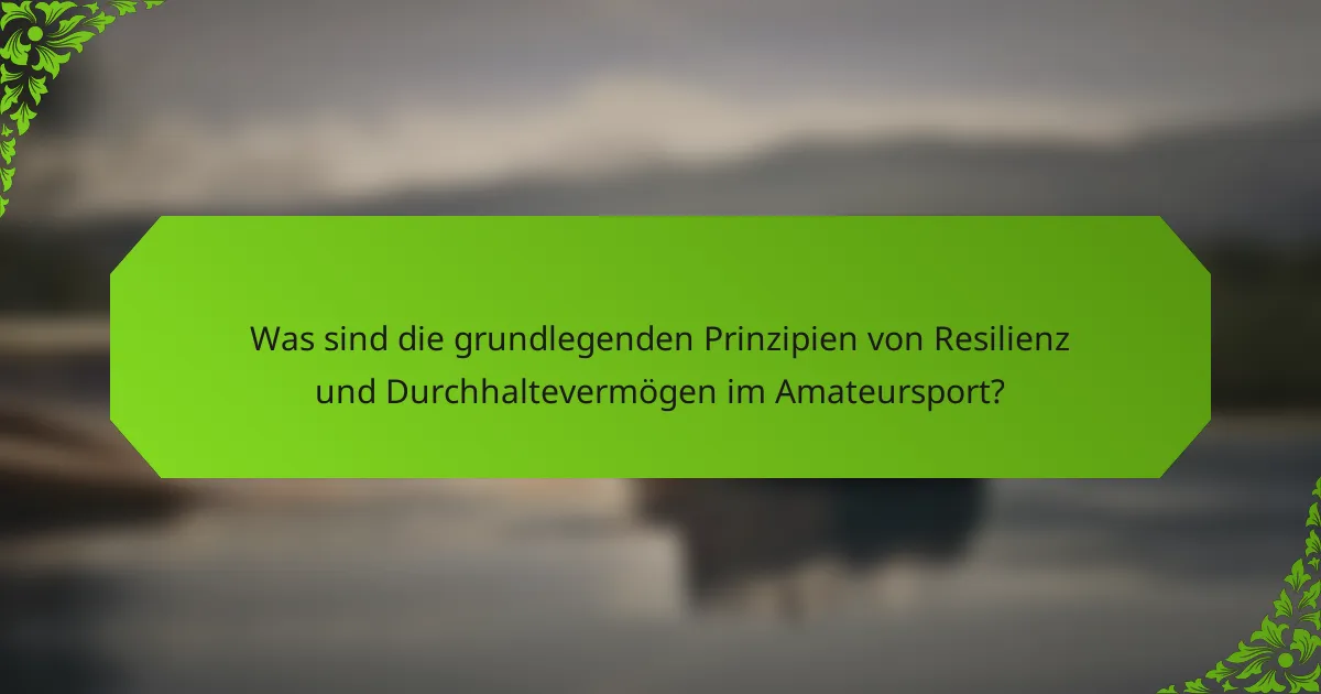Was sind die grundlegenden Prinzipien von Resilienz und Durchhaltevermögen im Amateursport?