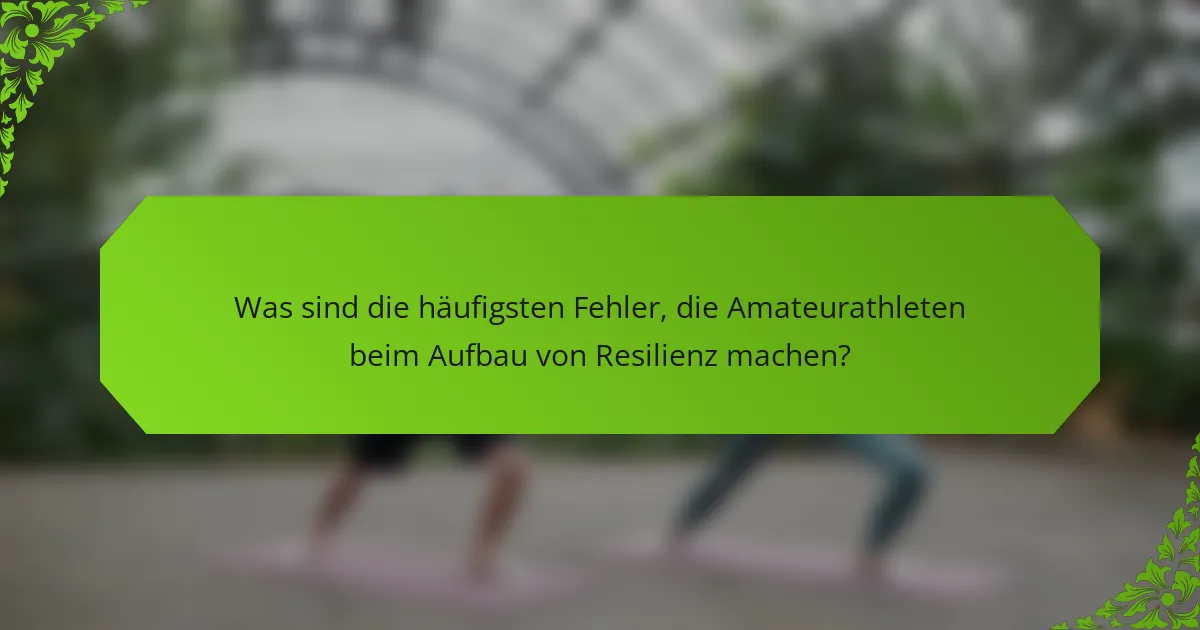 Was sind die häufigsten Fehler, die Amateurathleten beim Aufbau von Resilienz machen?