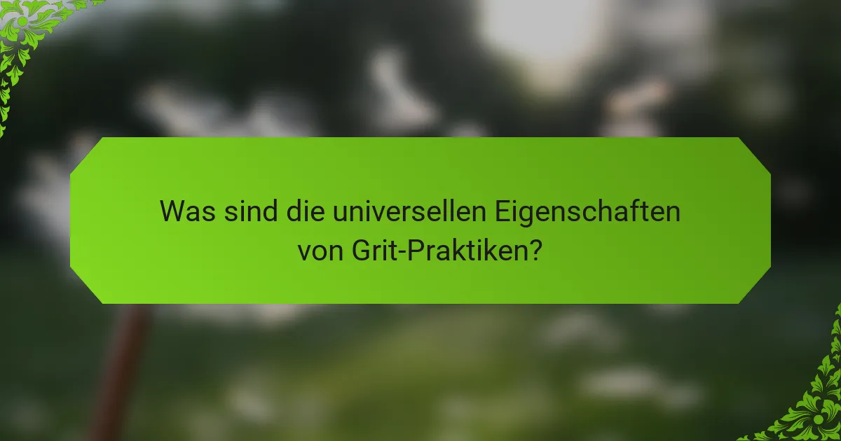 Was sind die universellen Eigenschaften von Grit-Praktiken?