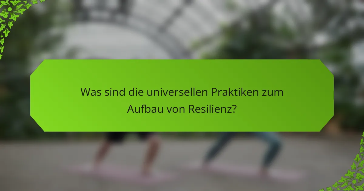 Was sind die universellen Praktiken zum Aufbau von Resilienz?