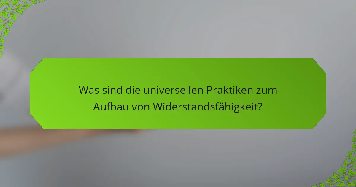 Was sind die universellen Praktiken zum Aufbau von Widerstandsfähigkeit?