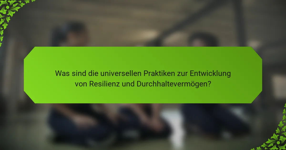 Was sind die universellen Praktiken zur Entwicklung von Resilienz und Durchhaltevermögen?