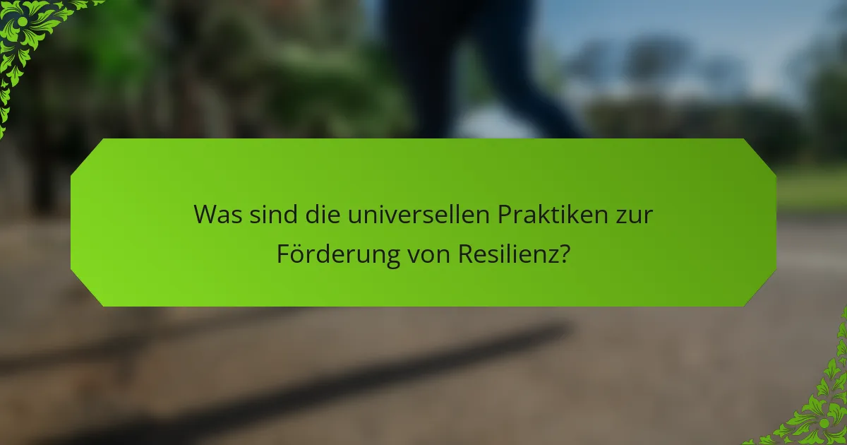 Was sind die universellen Praktiken zur Förderung von Resilienz?