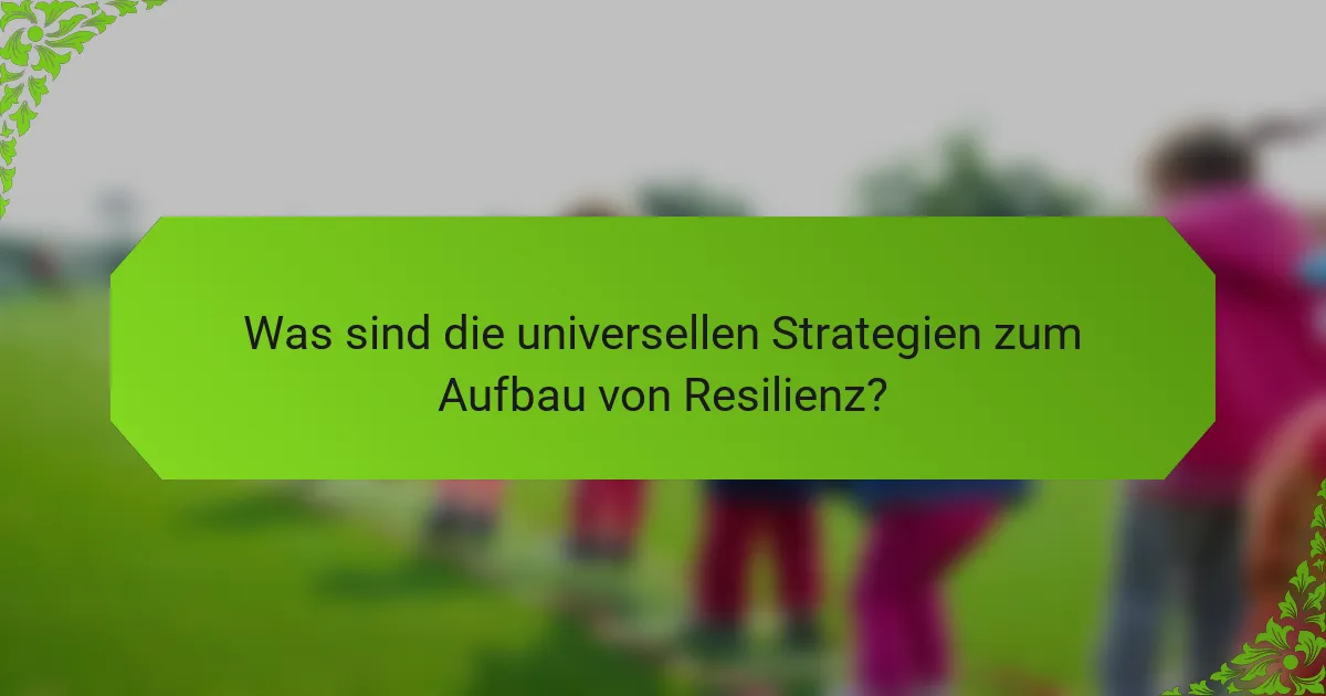 Was sind die universellen Strategien zum Aufbau von Resilienz?