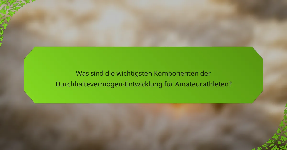 Was sind die wichtigsten Komponenten der Durchhaltevermögen-Entwicklung für Amateurathleten?