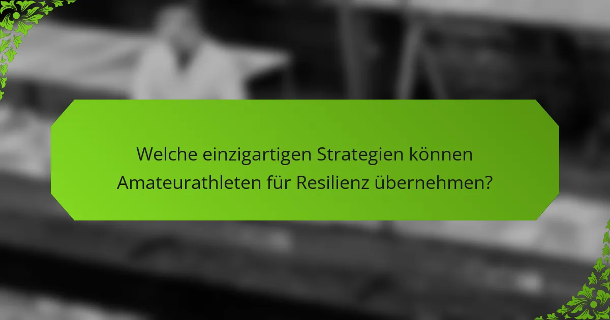 Welche einzigartigen Strategien können Amateurathleten für Resilienz übernehmen?