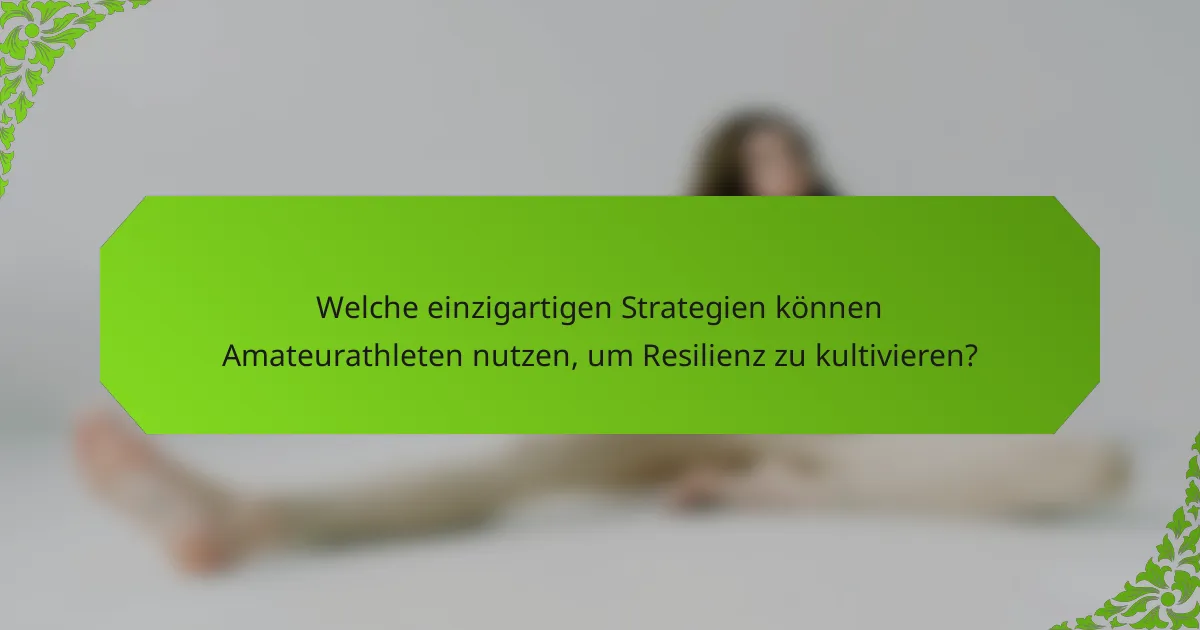 Welche einzigartigen Strategien können Amateurathleten nutzen, um Resilienz zu kultivieren?